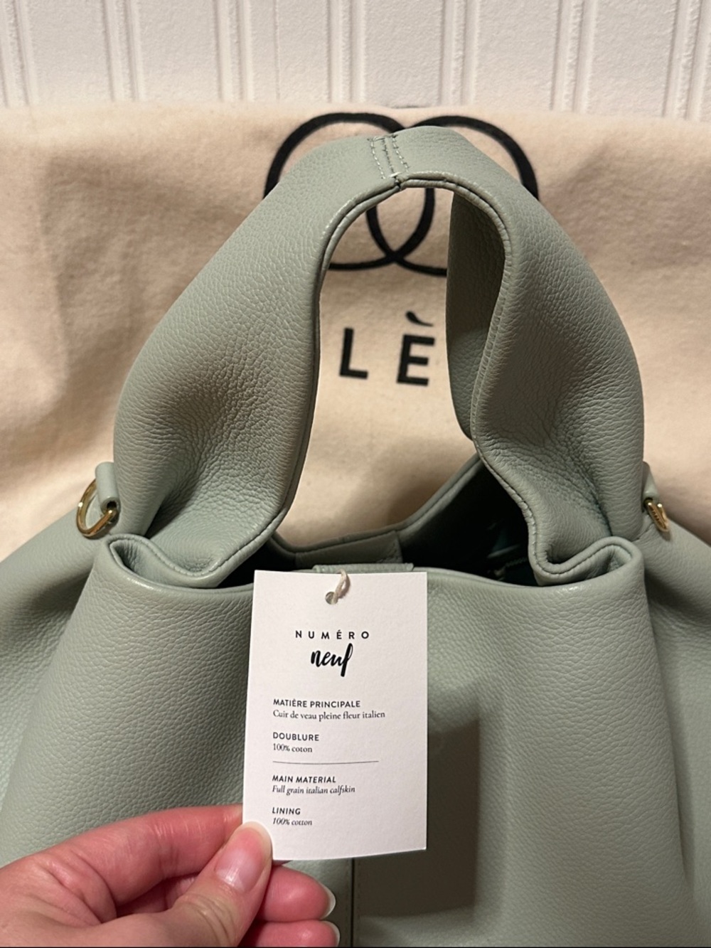 Polene Numero Neuf Mint Green Leather Handbag - Picture 4 of 14